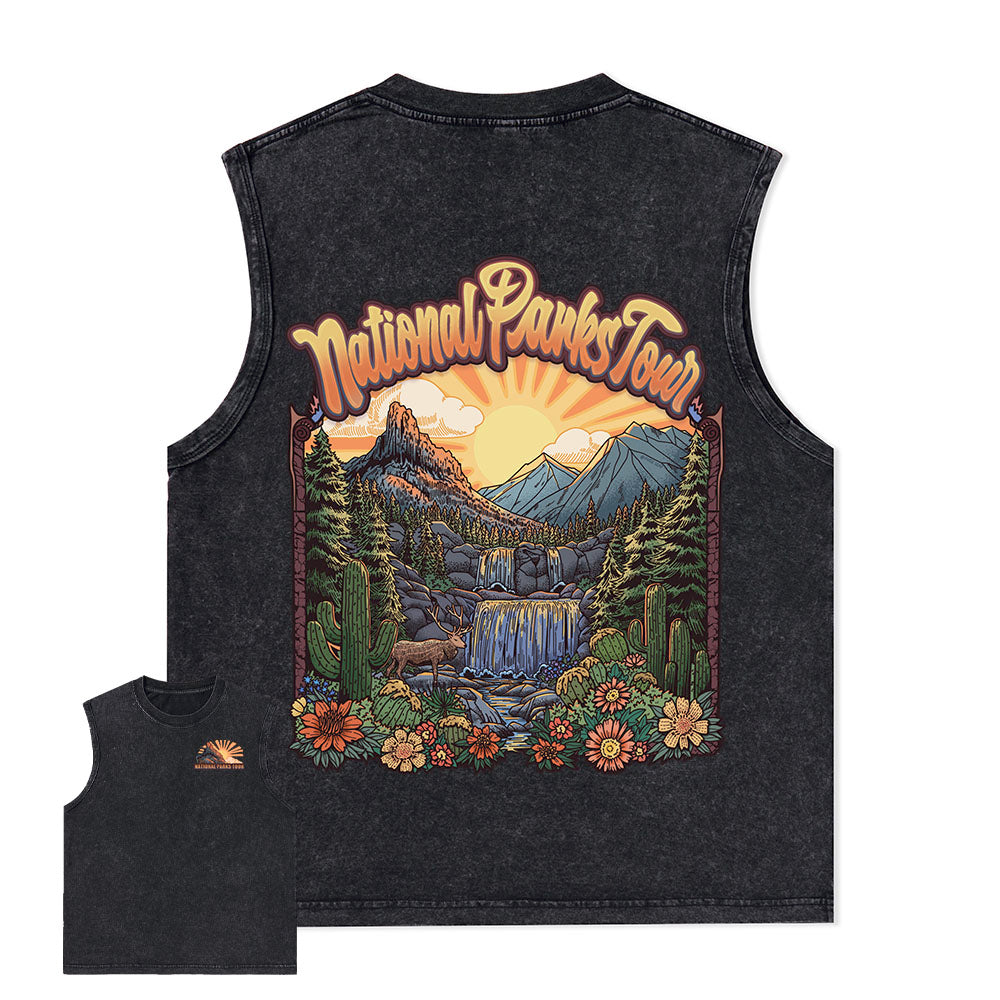 Freeleaf National Parks Tour Nature Inspired Unisex Washed Tank Tops