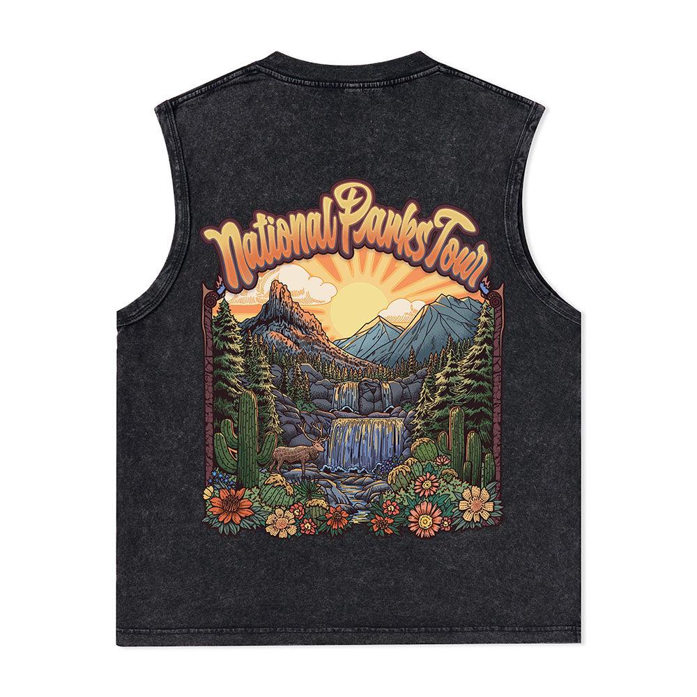 Freeleaf National Parks Tour Nature Inspired Unisex Washed Tank Tops
