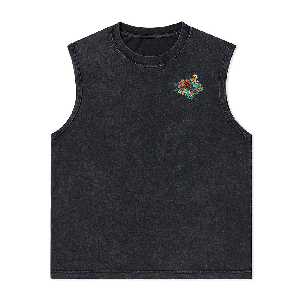 Freeleaf Floral Skull Nature Inspired Unisex Washed Tank Tops