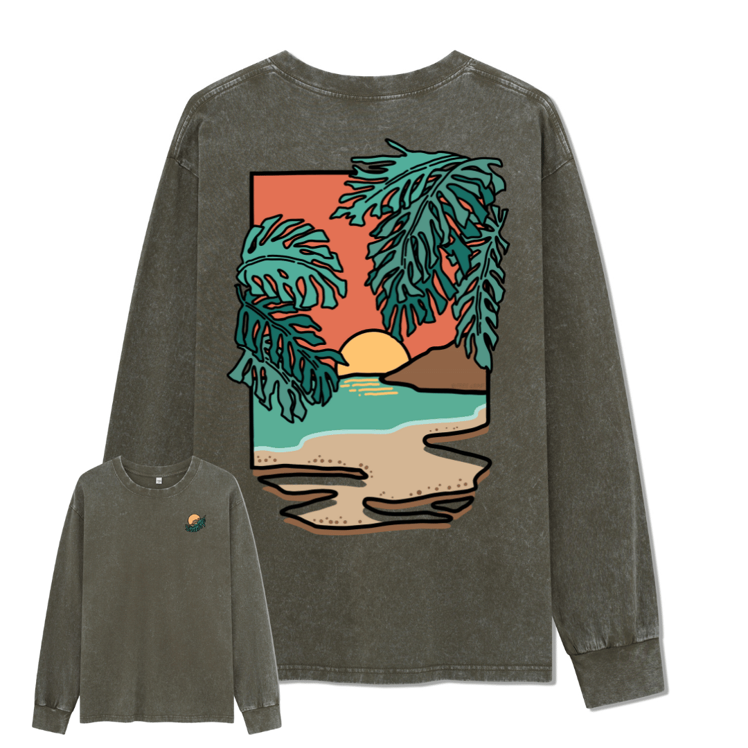 Hawaiian Vacation Washed Long Sleeve Top