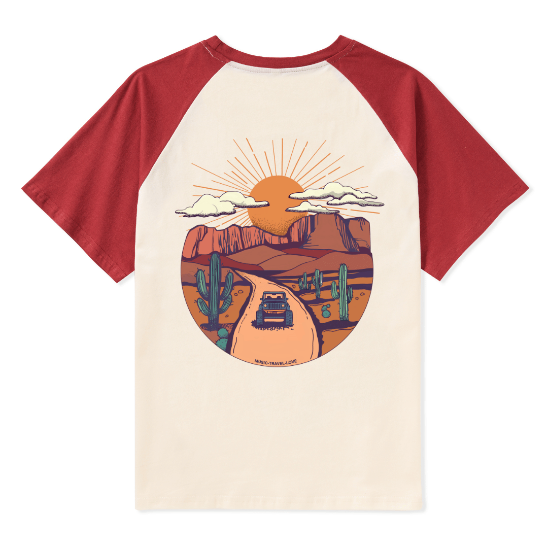 Go Hiking With Music Raglan Short Sleeve Top