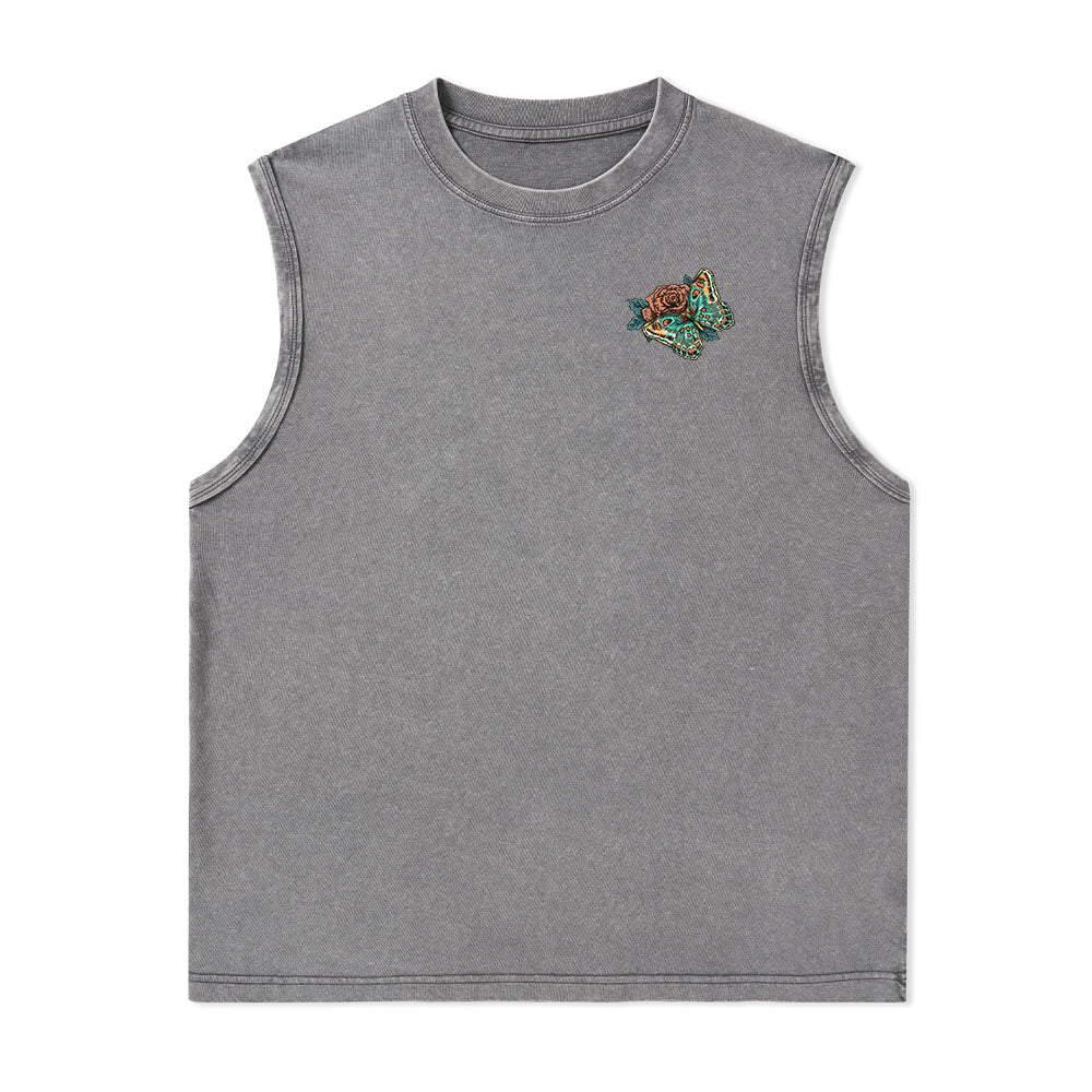 Freeleaf Floral Skull Nature Inspired Unisex Washed Tank Tops