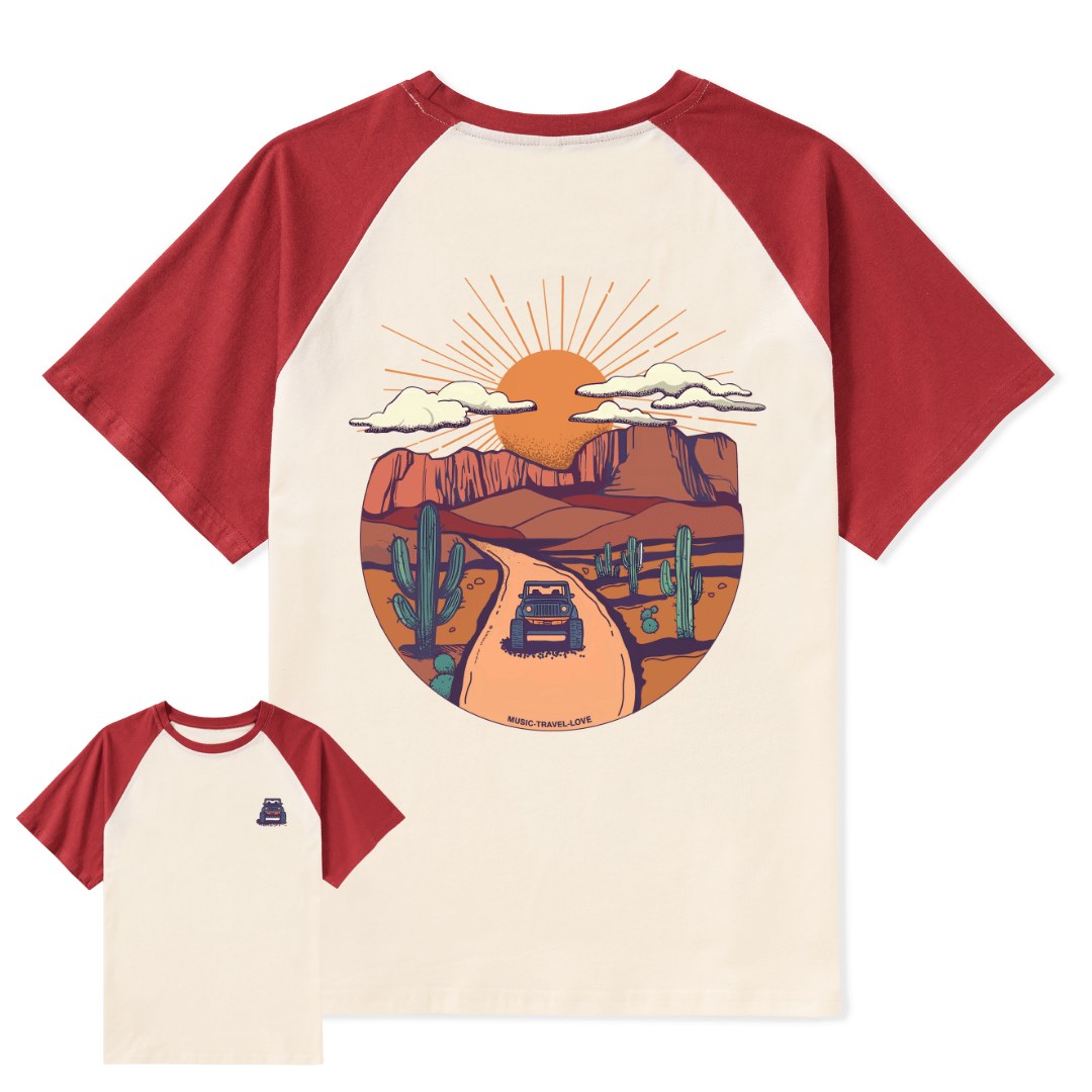 Go Hiking With Music Raglan Short Sleeve Top