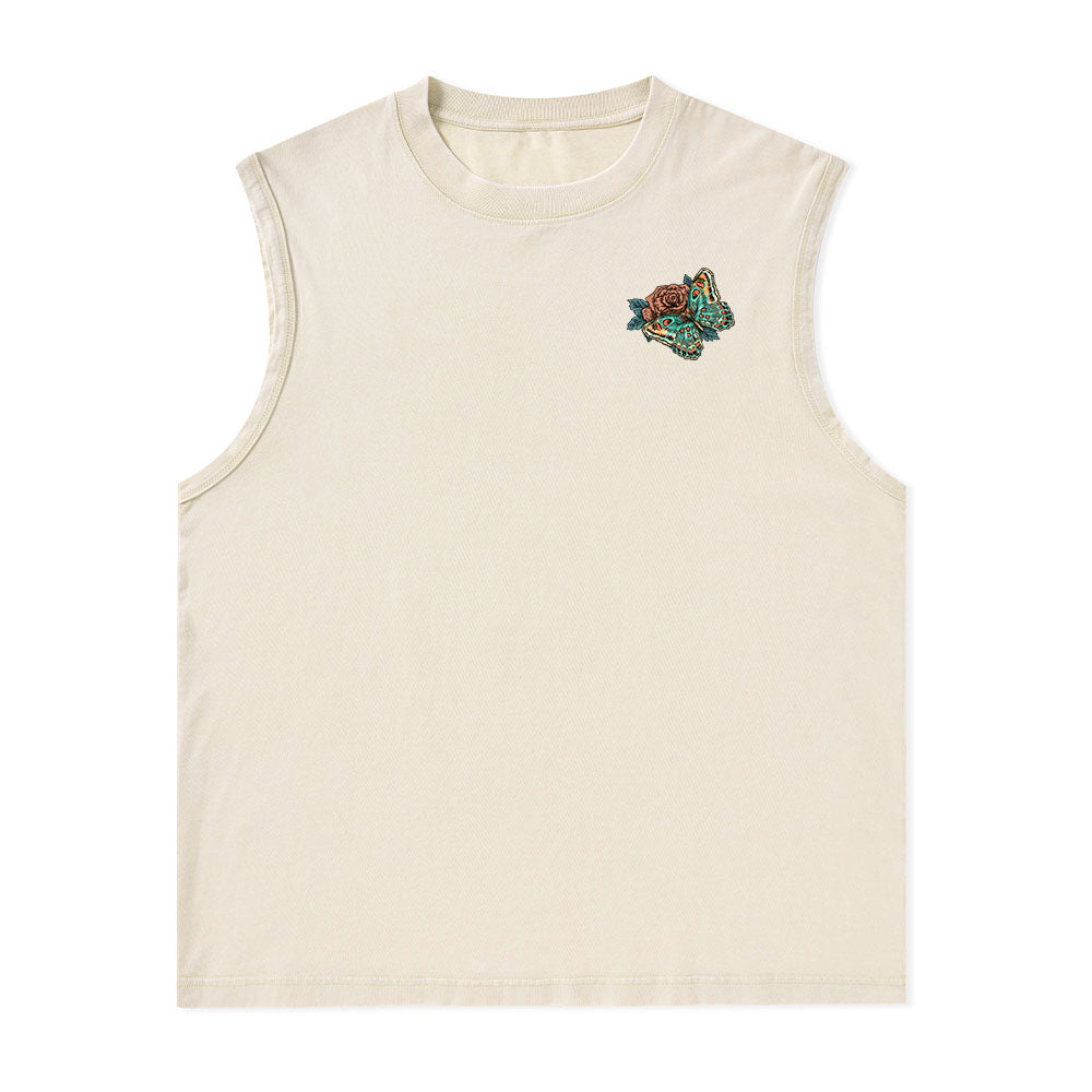 Freeleaf Floral Skull Nature Inspired Unisex Washed Tank Tops