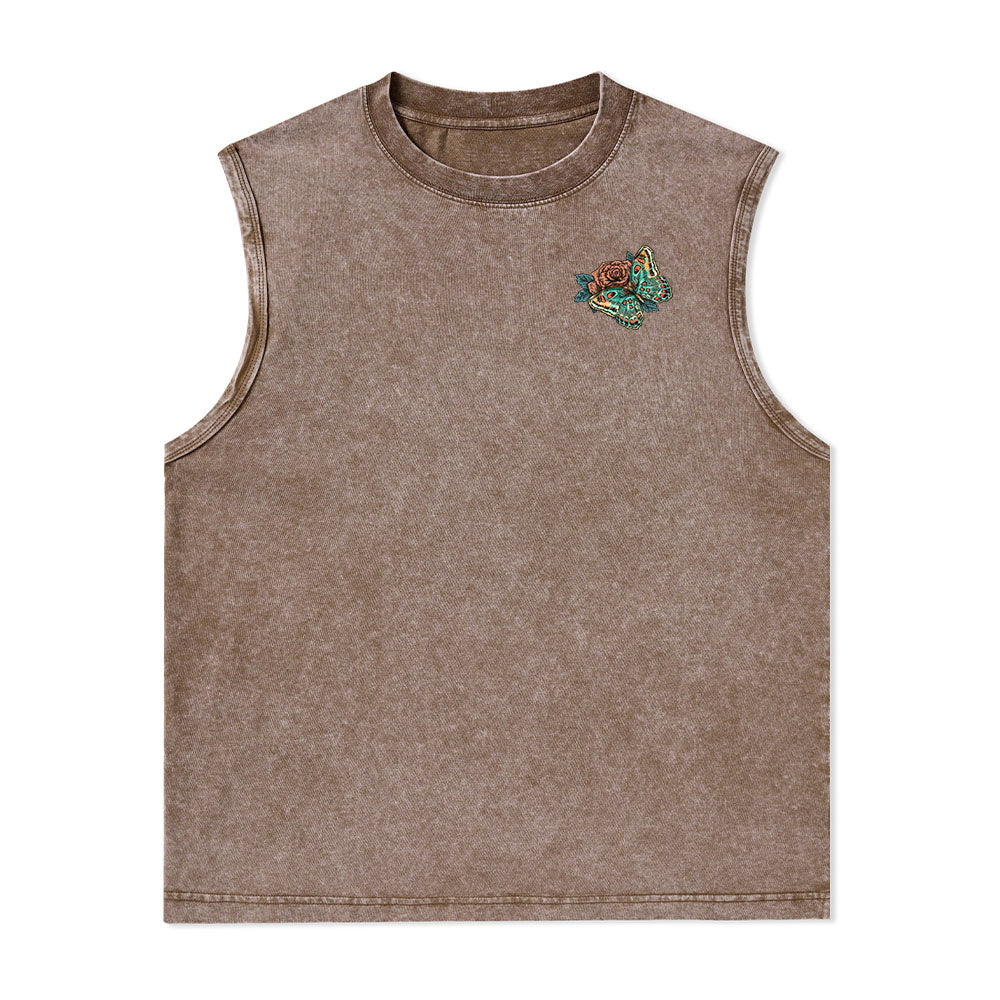 Freeleaf Floral Skull Nature Inspired Unisex Washed Tank Tops