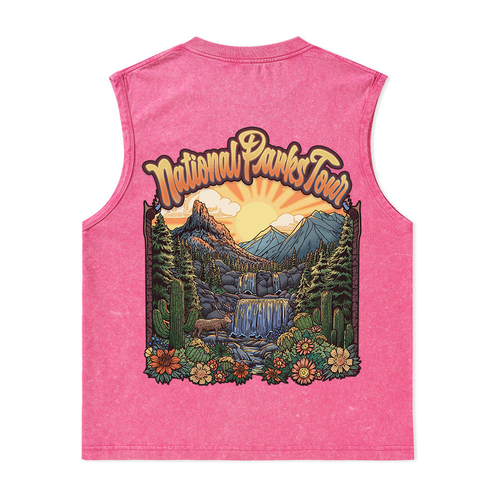 Freeleaf National Parks Tour Nature Inspired Unisex Washed Tank Tops
