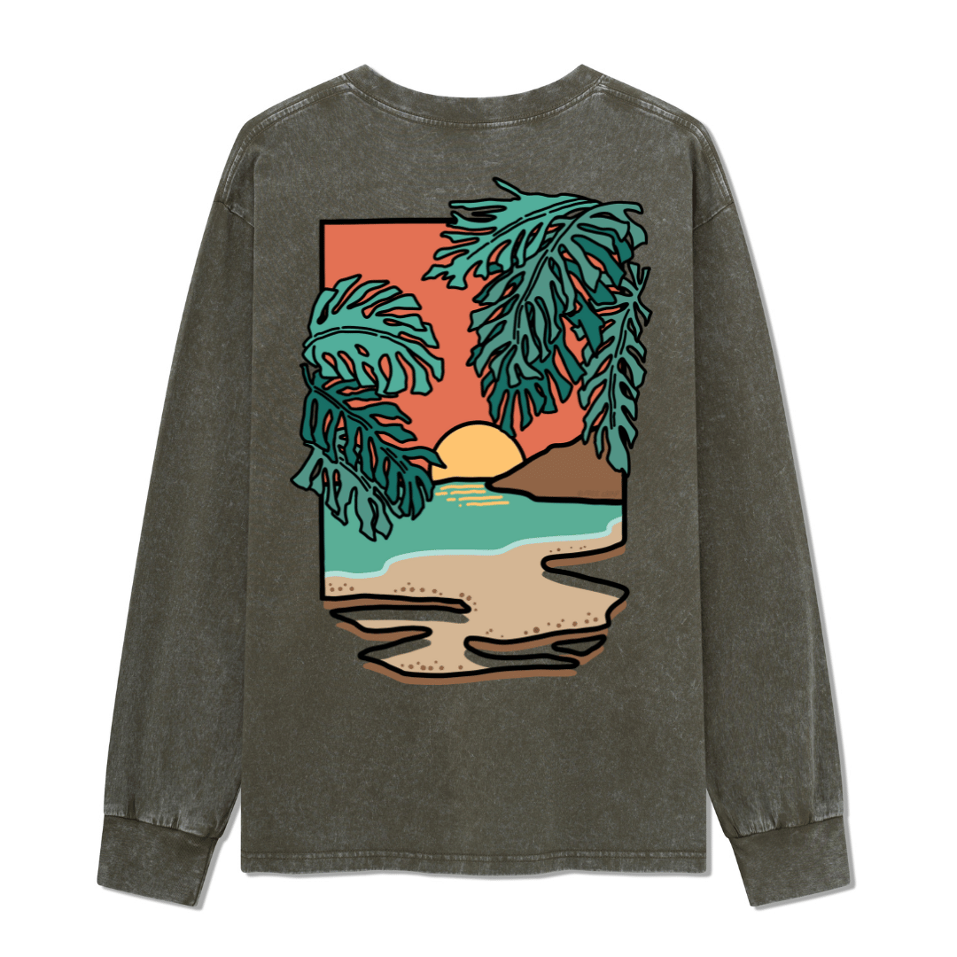 Hawaiian Vacation Washed Long Sleeve Top