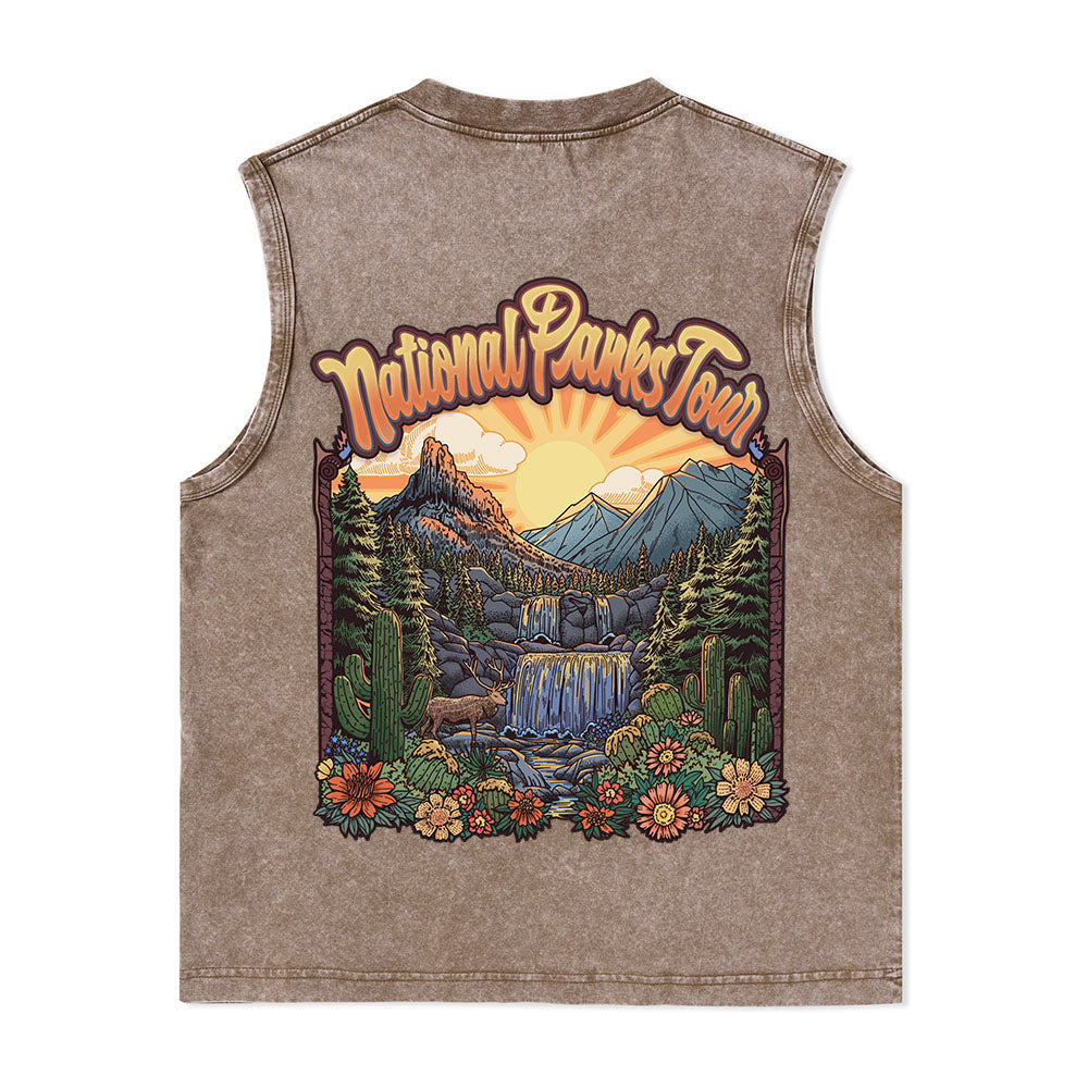 Freeleaf National Parks Tour Nature Inspired Unisex Washed Tank Tops