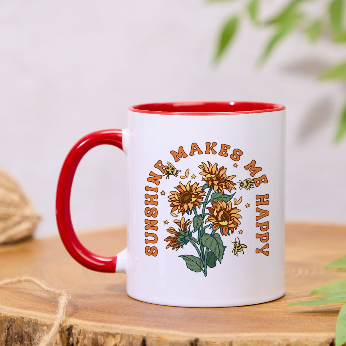 Freeleaf Sunshine Makes Me Happy Colorful Ceramic Mug