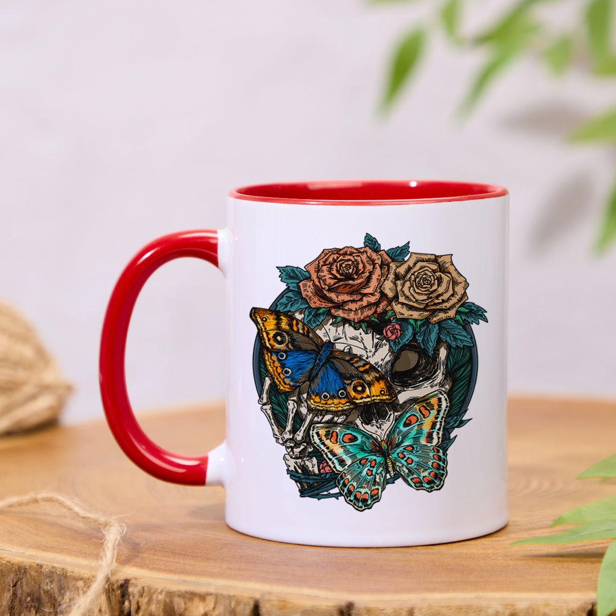 FreeleafFloral Skull Colorful Ceramic Mug