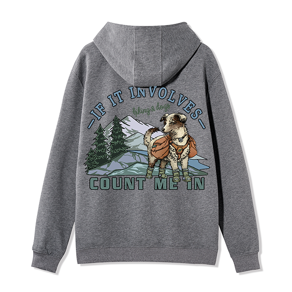 Freeleaf Hiking & Dogs Adventure Unisex Nature Inspired Fleece Full-Zip Hoodie