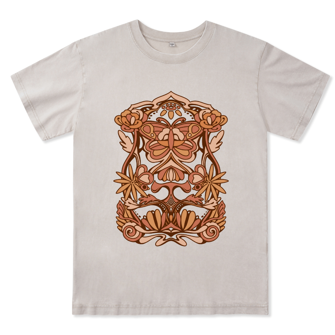 Spring Butterfly Front-printed Washed Tee