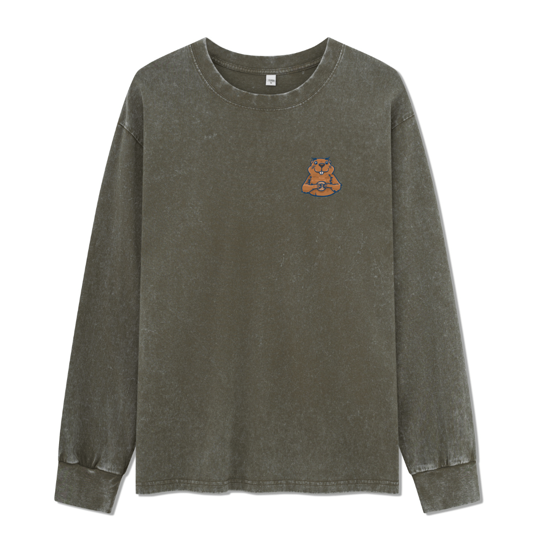 Happy Mind Happy Life Washed Long Sleeve Top