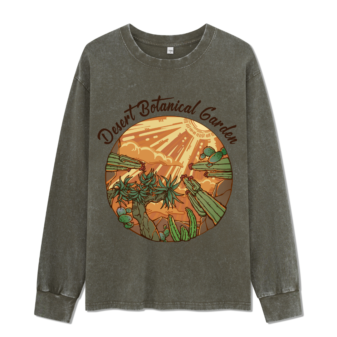 Desert Park Front-printed Washed Long Sleeve Top