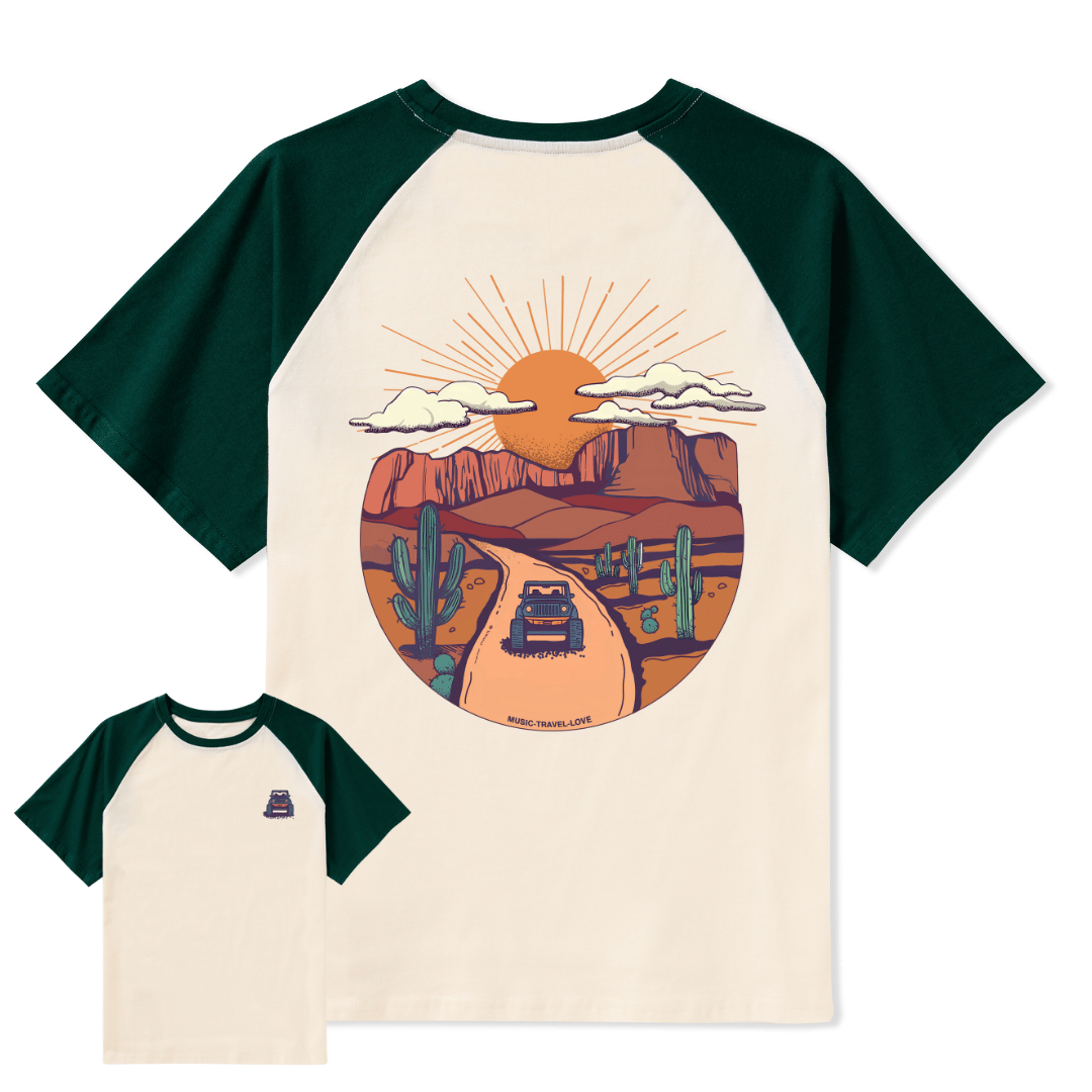 Go Hiking With Music Raglan Short Sleeve Top