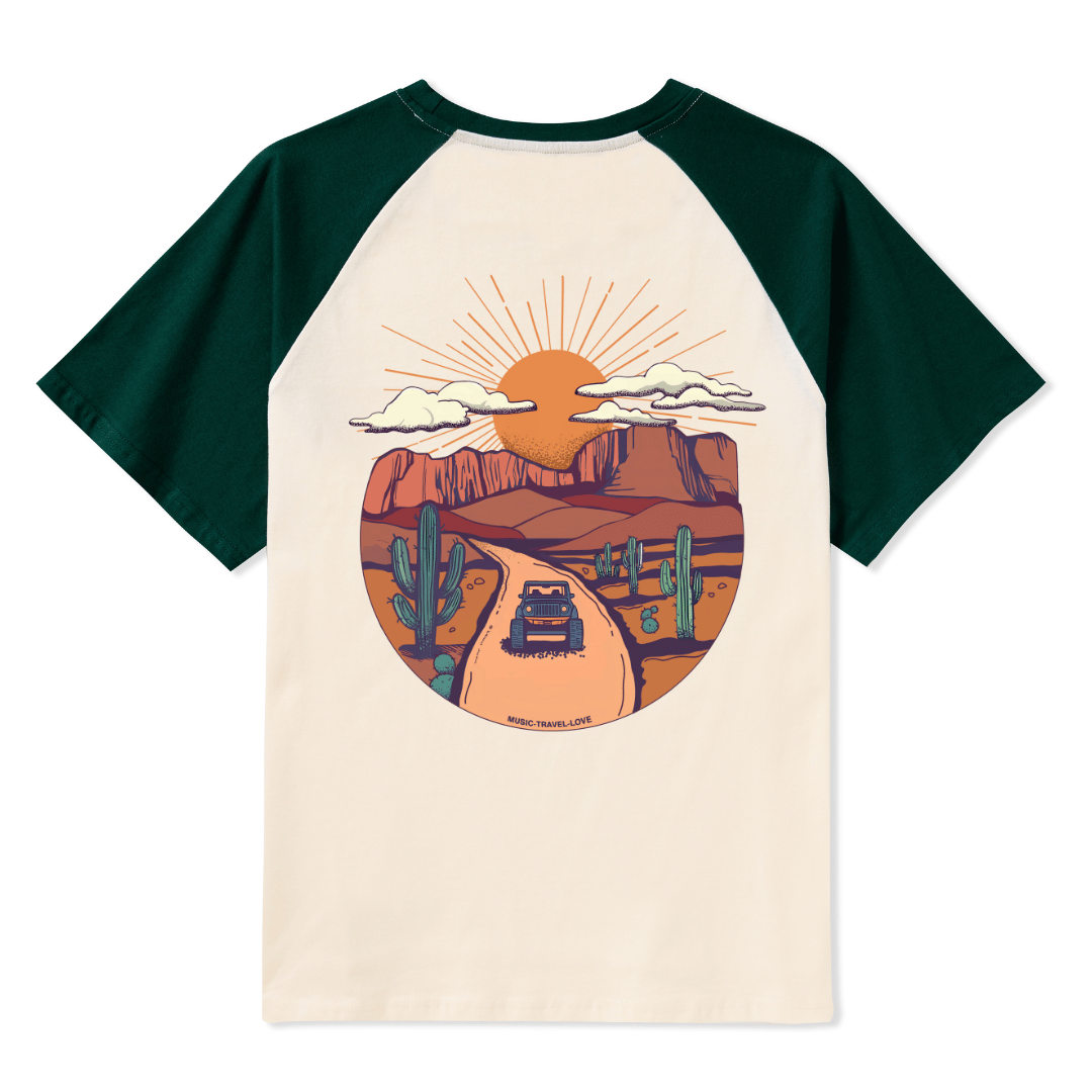 Go Hiking With Music Raglan Short Sleeve Top