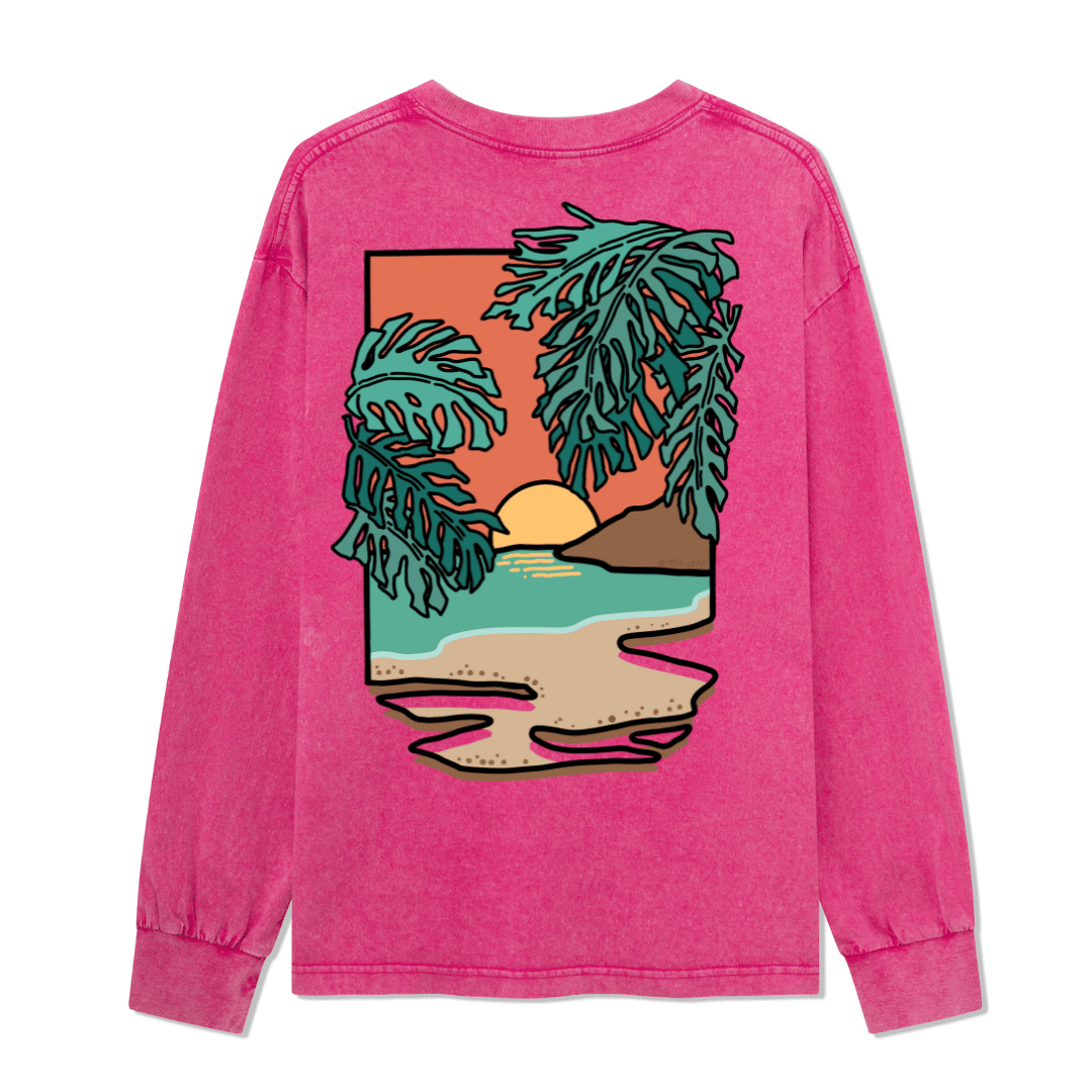 Hawaiian Vacation Washed Long Sleeve Top