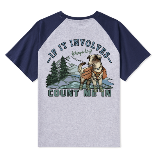 Hiking & Dogs Adventure Raglan Short Sleeve Top