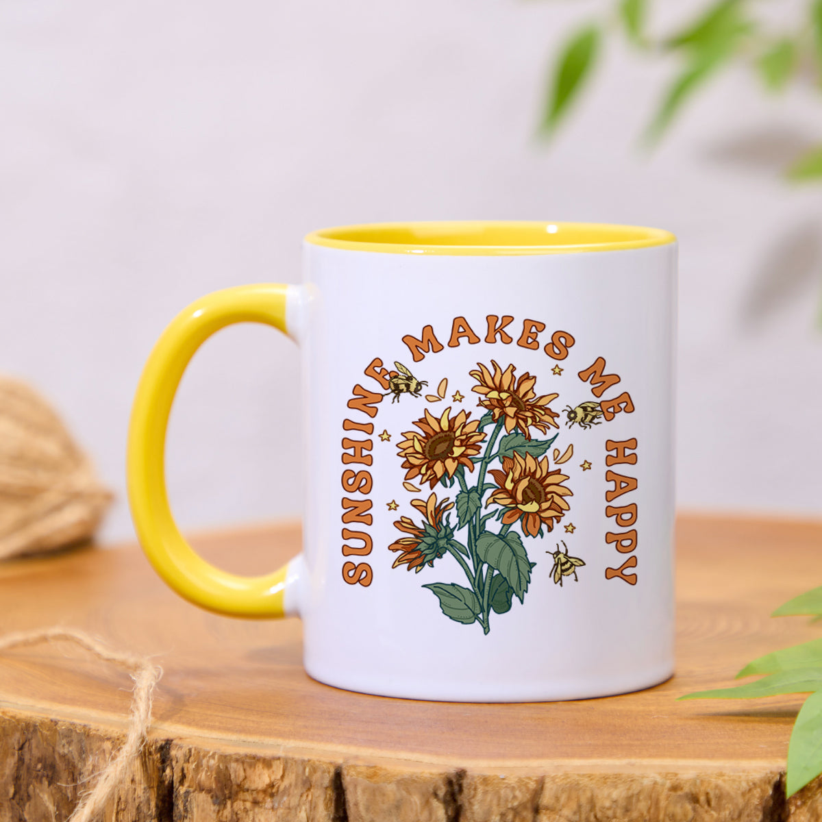 Freeleaf Sunshine Makes Me Happy Colorful Ceramic Mug