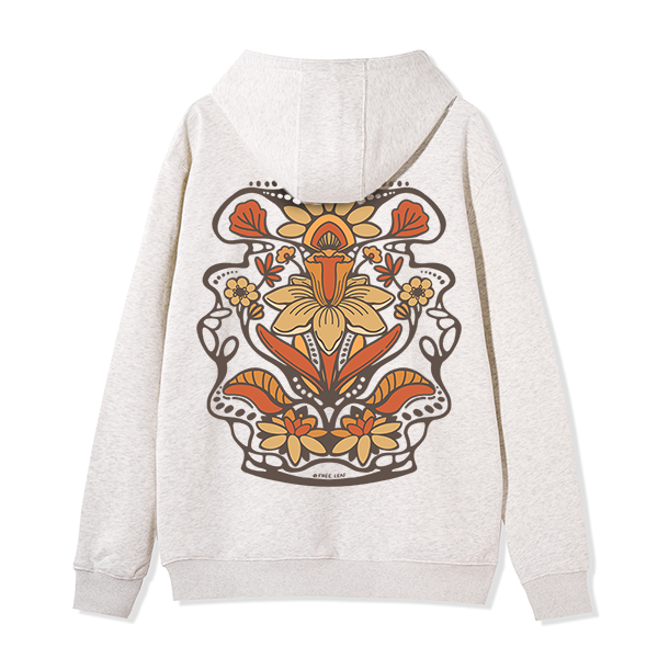 freeleaf-spring-flower-back-printed-unisex-fleece-full-zip-hoodie
