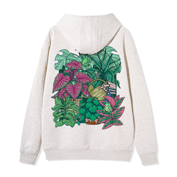 Freeleaf You Make Me Feel Alive Back-printed Unisex Nature Inspired Fleece Full-Zip Hoodie