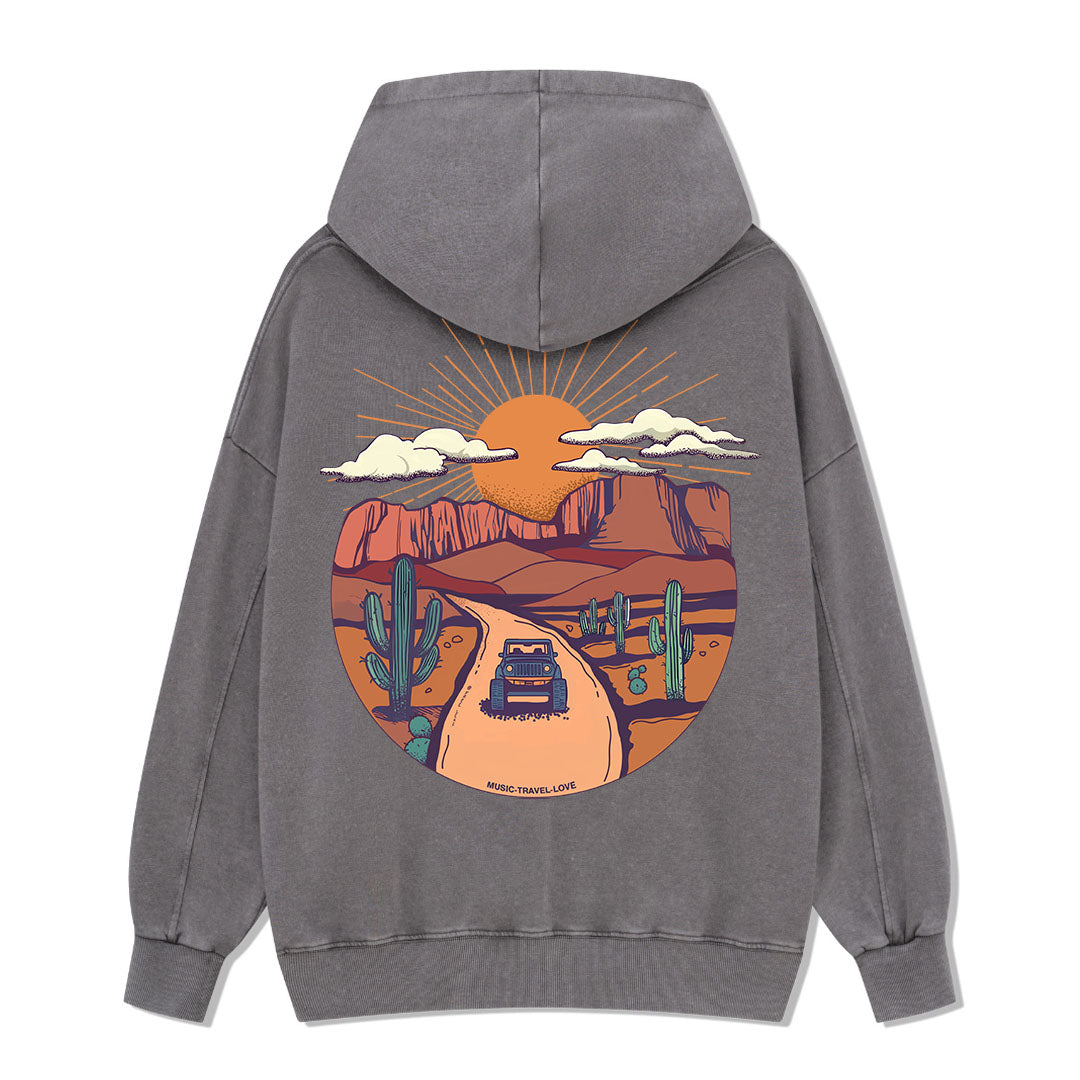 Go Hiking With Music Washed Hoodie
