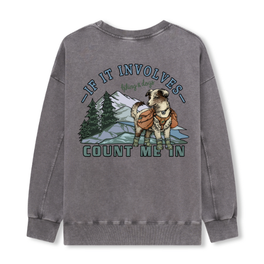 Hiking & Dogs Adventure Washed Sweatshirt