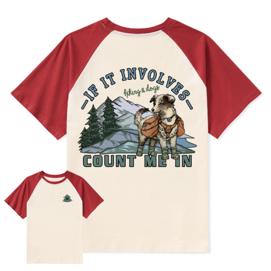 Hiking & Dogs Adventure Raglan Short Sleeve Top