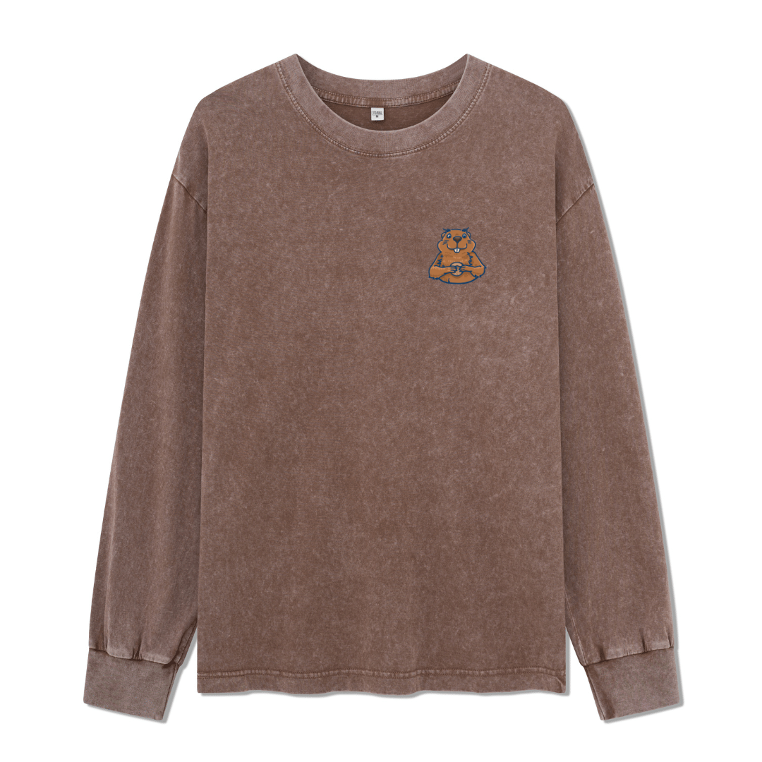 Happy Mind Happy Life Washed Long Sleeve Top