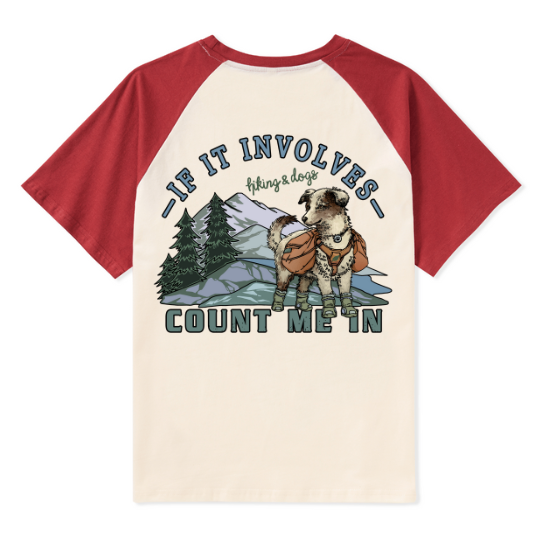 Hiking & Dogs Adventure Raglan Short Sleeve Top