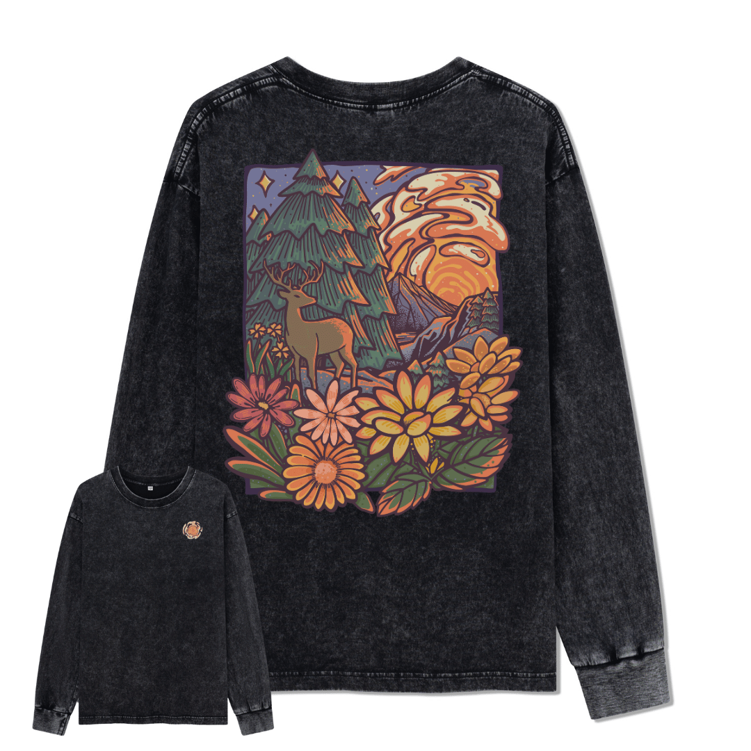Wander In The Forest Washed Long Sleeve Top