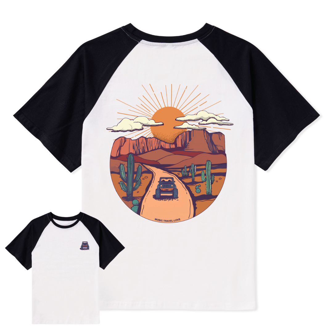 Go Hiking With Music Raglan Short Sleeve Top