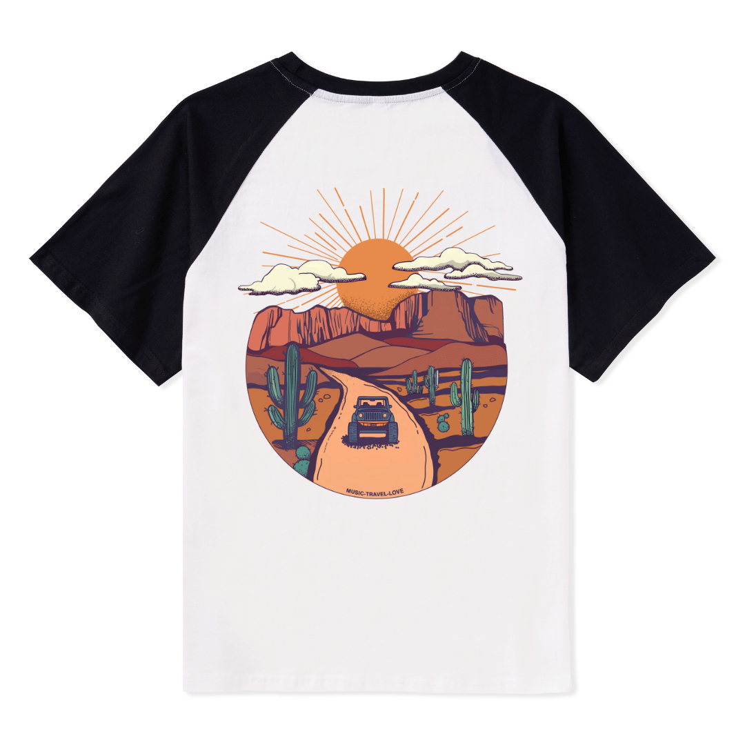 Go Hiking With Music Raglan Short Sleeve Top