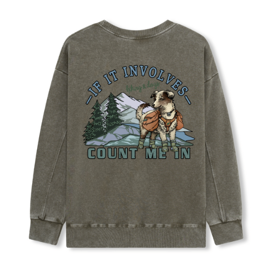 Hiking & Dogs Adventure Washed Sweatshirt
