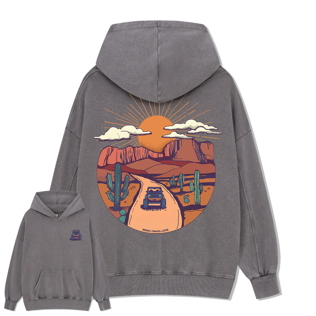 Go Hiking With Music Washed Hoodie