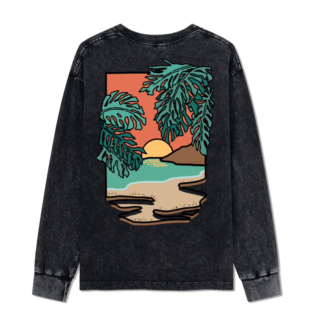 Hawaiian Vacation Washed Long Sleeve Top