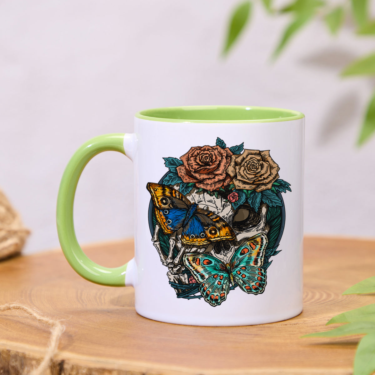FreeleafFloral Skull Colorful Ceramic Mug
