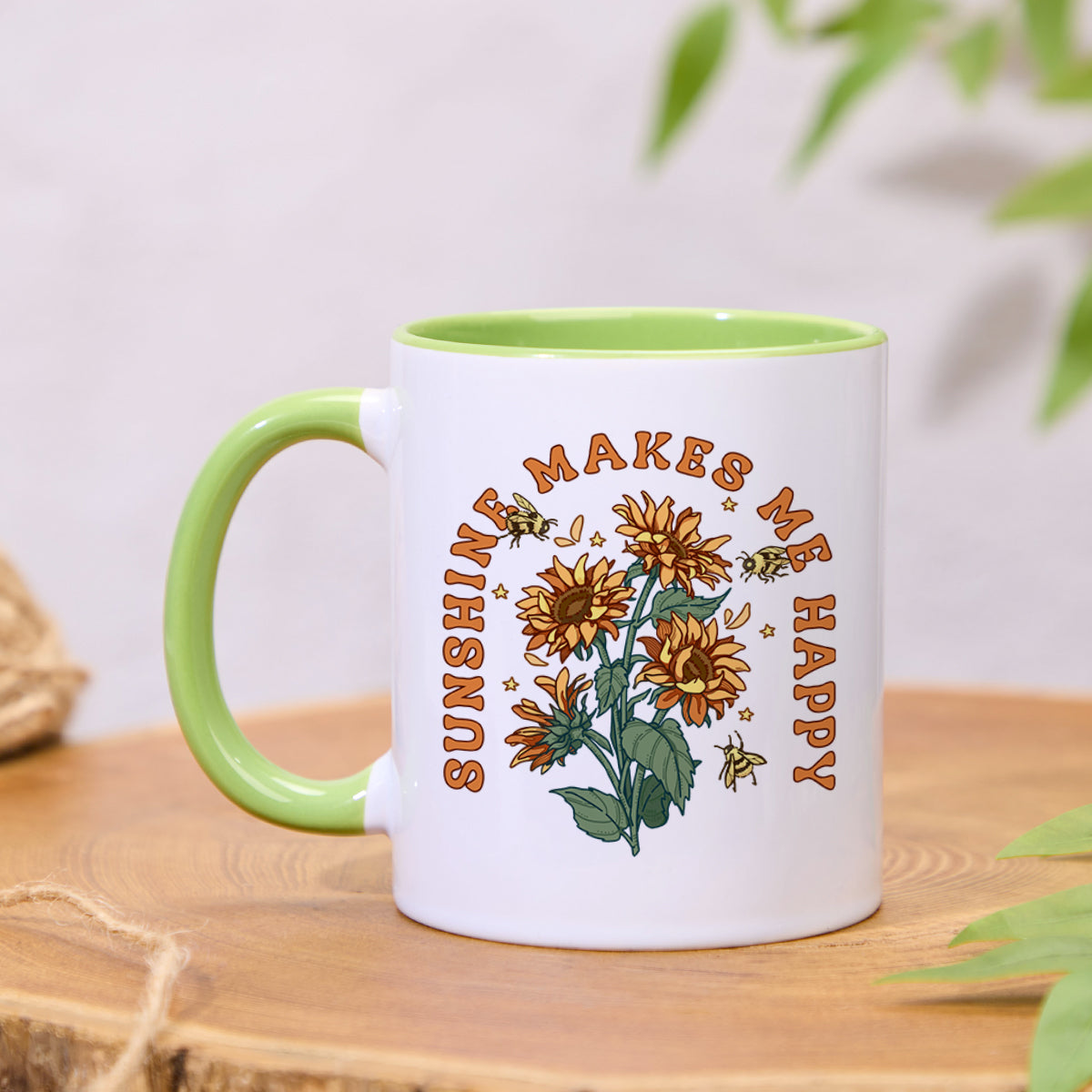 Freeleaf Sunshine Makes Me Happy Colorful Ceramic Mug