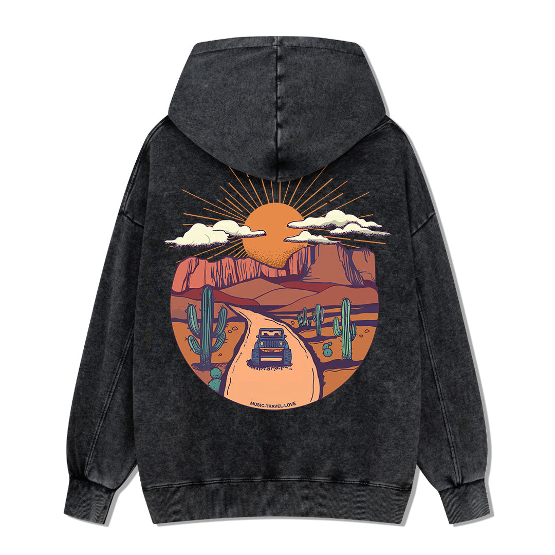 Go Hiking With Music Washed Hoodie