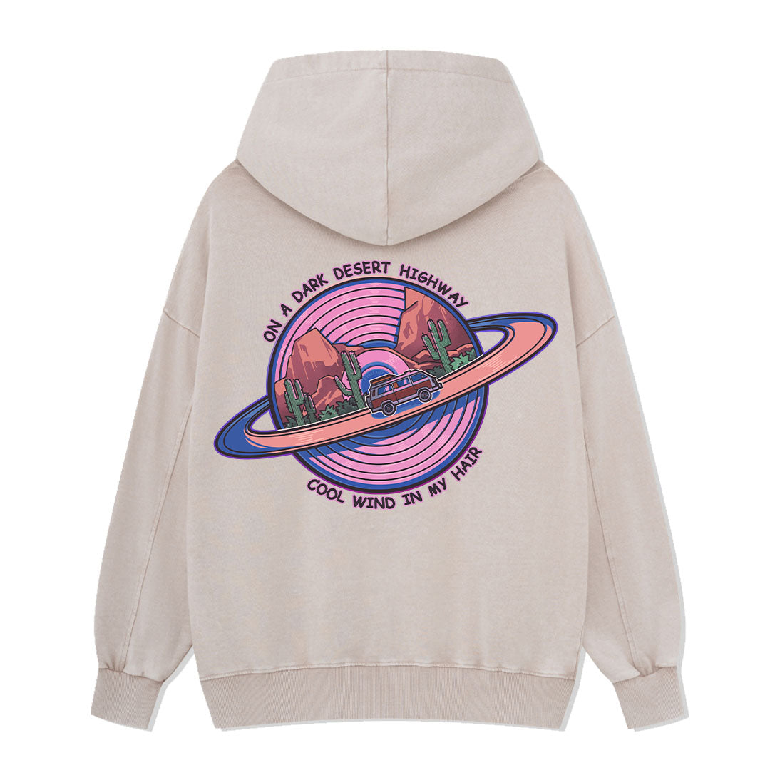On A Dark Desert Highway Washed Hoodie