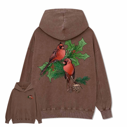 Christmas Cardinal Washed Hoodie