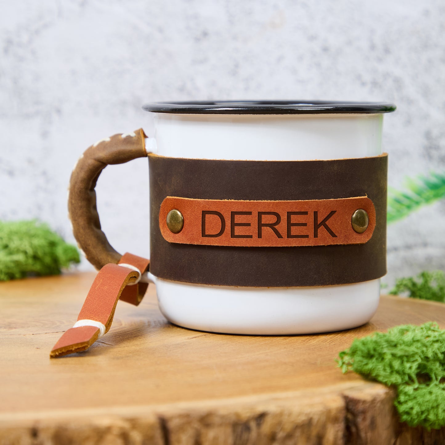 Personalized Leather Mug