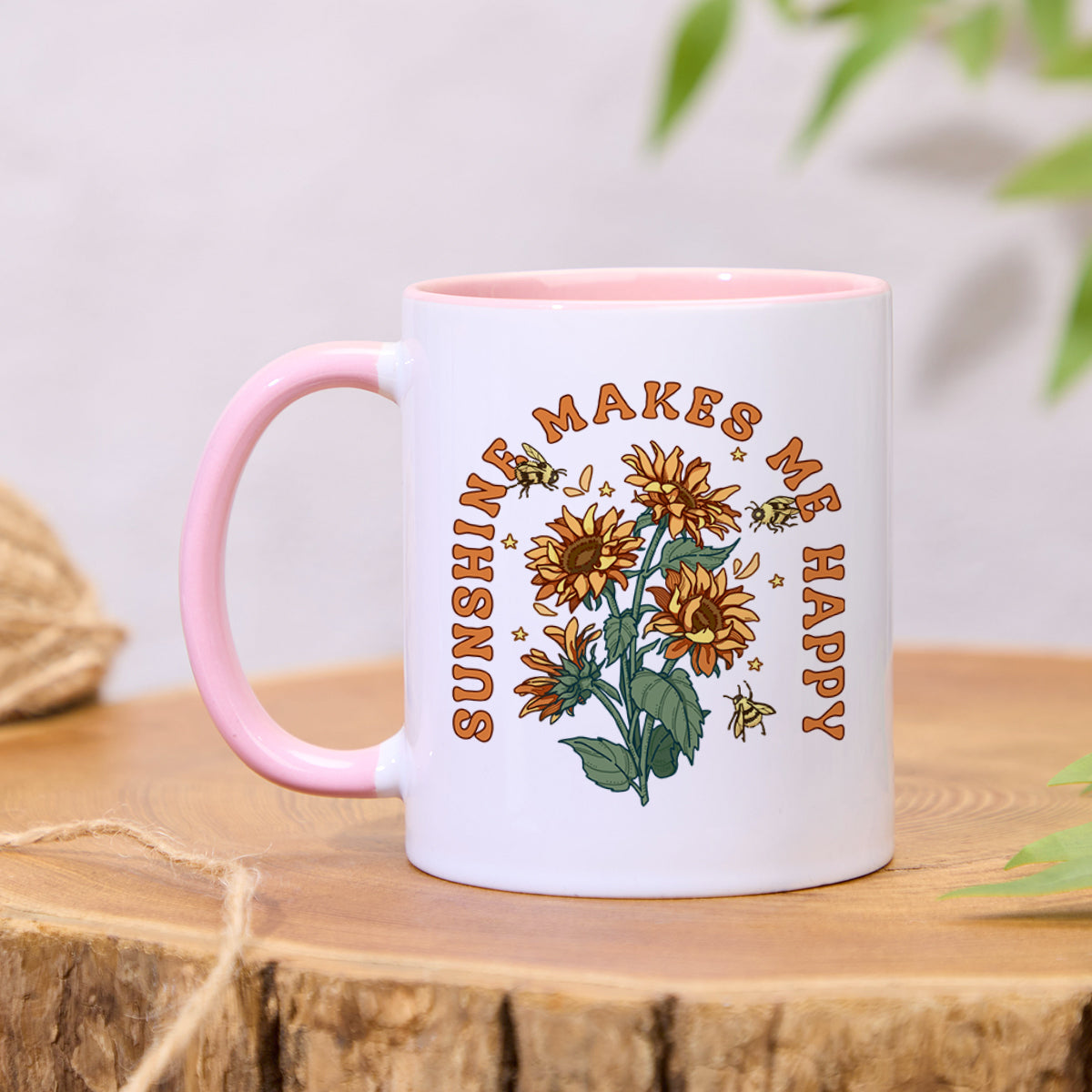 Freeleaf Sunshine Makes Me Happy Colorful Ceramic Mug