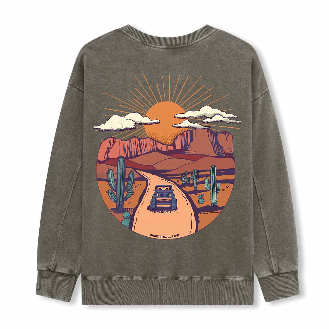 Go Hiking With Music Washed Sweatshirt