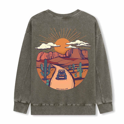 Go Hiking With Music Washed Sweatshirt