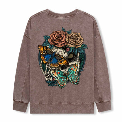 Floral Skull Washed Sweatshirt
