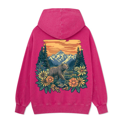 Go Into Nature Back-printed Washed Hoodie