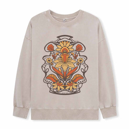 Spring Flower Washed Sweatshirt