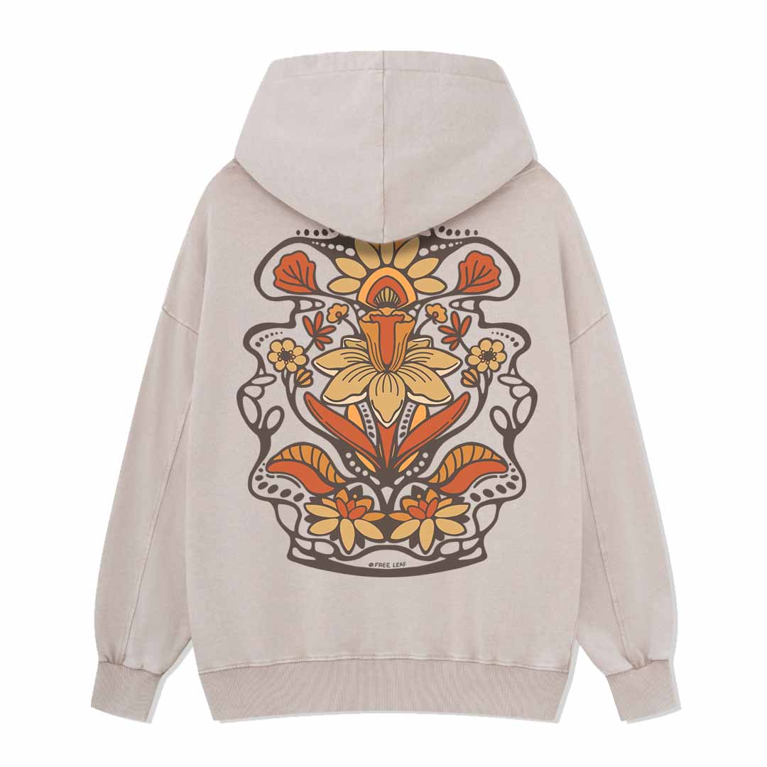 Spring Flower Back-printed Washed Hoodie