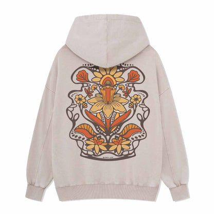 Spring Flower Back-printed Washed Hoodie